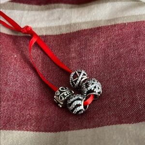 4 Pandora Silver Charm Beads with CZs